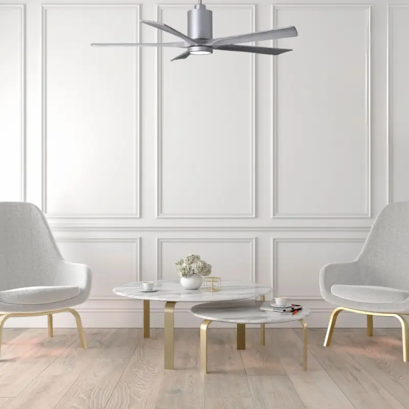Ventilateur de Plafond avec lampe Patricia 152cm Chromé Noyer Bon Plan