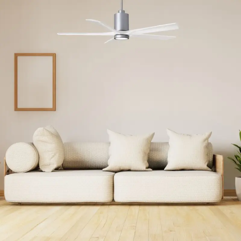 Promotion Ventilateur destratificateur avec lampe Patricia 152cm Chromé Blanc