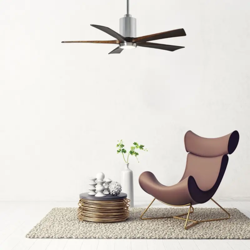 Offre Spéciale Ventilateur plafond avec lampe Patricia 152cm Chromé Poli Noyer