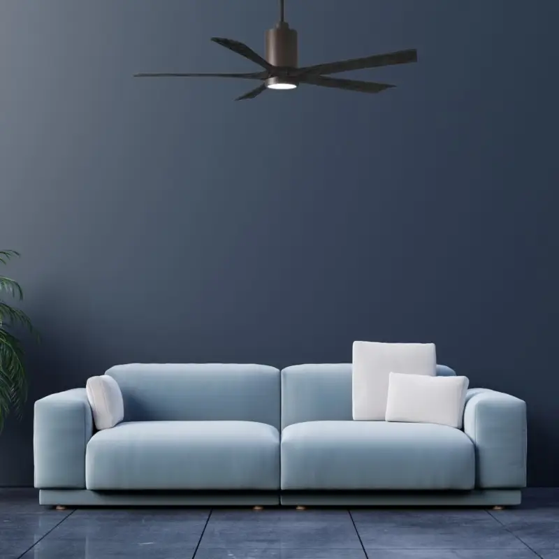 Ventilateur Plafonnier avec lampe Patricia 152cm Bronze Noir Offre Limitée