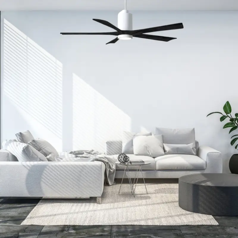 Ventilateur Plafonnier avec lampe Patricia 152cm Blanc Noir Prix Bas