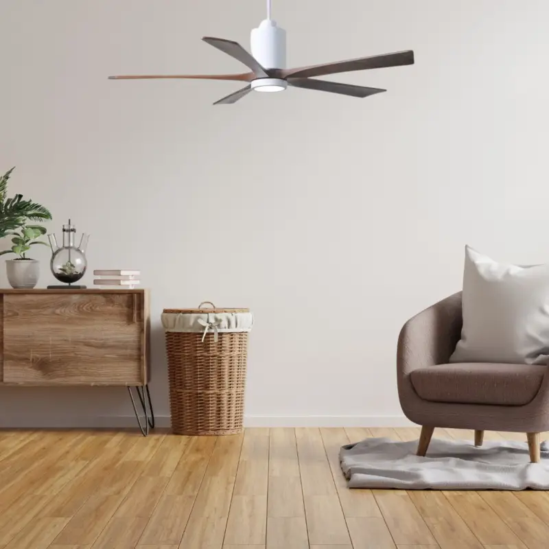 Super Prix Ventilateur plafond avec lampe Patricia 152cm Blanc Noyer