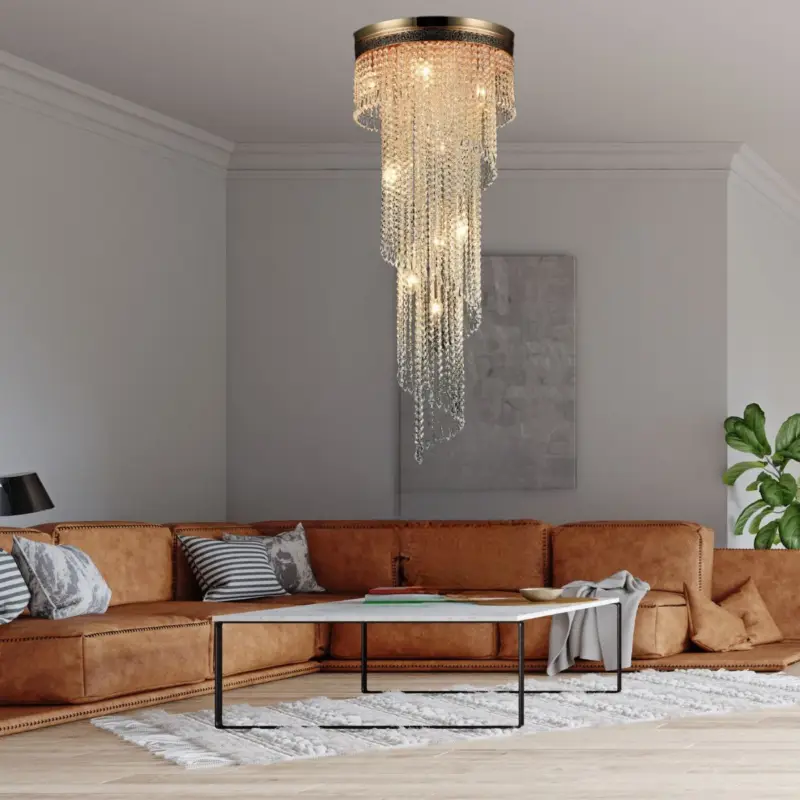 Satisfait Ou Remboursé Lustre Cascade Or Antique 12x60W E14