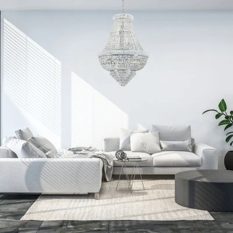Promotion Lustre Suspension Montgolfiere DUBAI Chromé 24xE14 40W