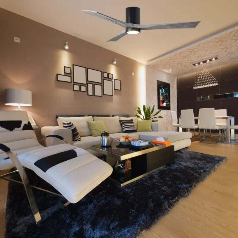 Achat Immédiat Ventilateur Plafond Irene-3HLK 152cm Noir Bois vieilli