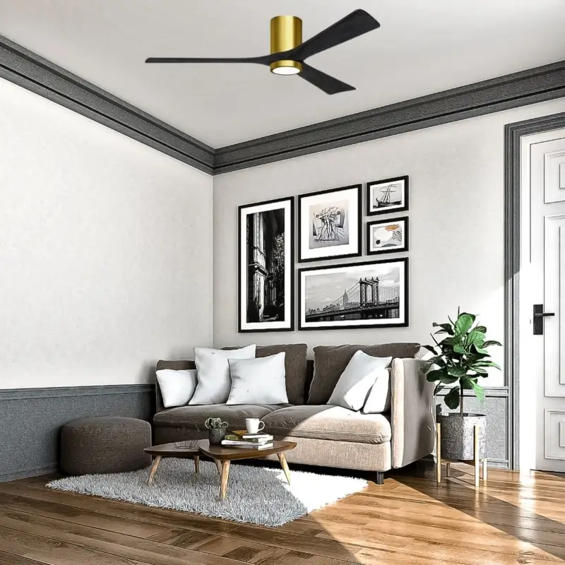 Super Prix Ventilateur Plafond avec lampe Irene-3HLK 152cm Laiton Noir