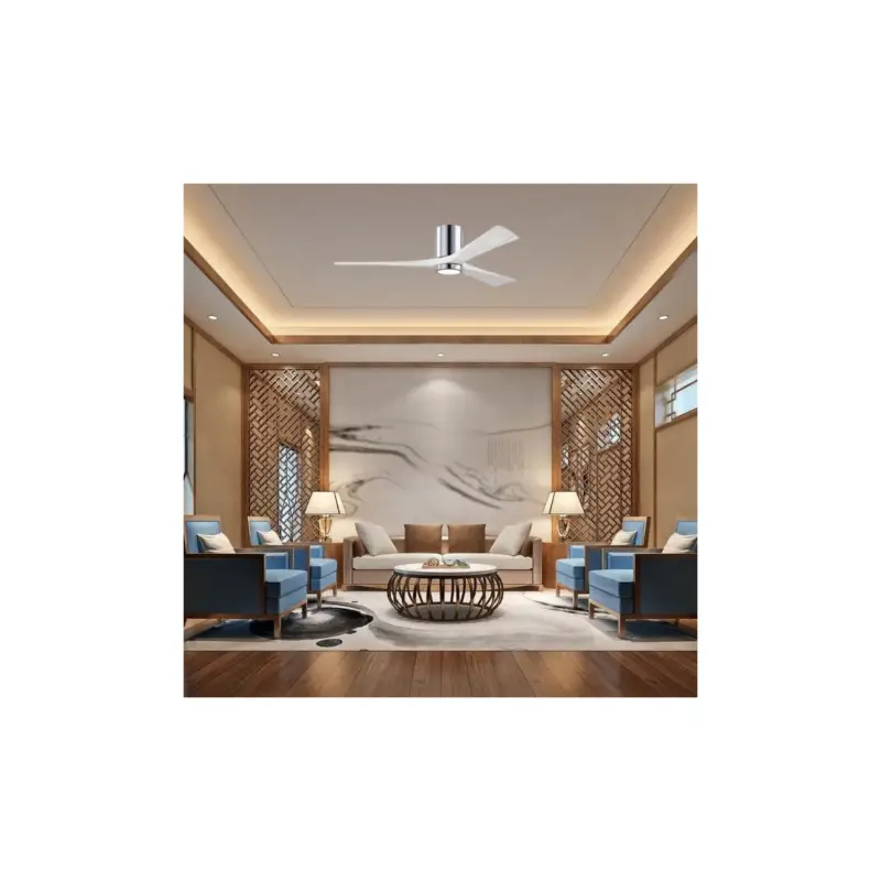Livraison Express Ventilateur Plafonnier avec lampe Irene 152cm Chromé Poli Blanc