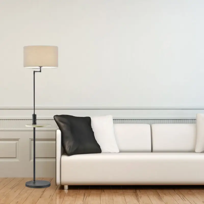 Lampadaire étagère avec tablette Claas Noir 60W E27 Vente Directe