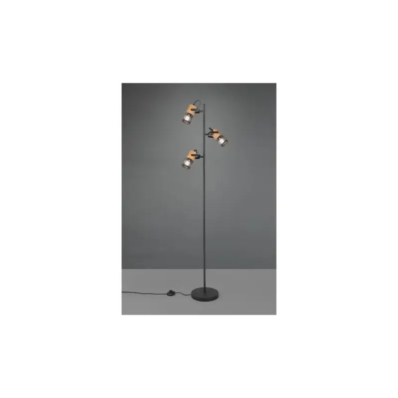 Lampadaire Industriel Tosh Noir Mat 3x15W E14 Vente Flash
