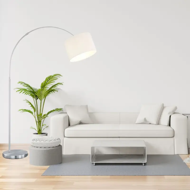 Lampadaire Arc Hotel Nickel Blanc 1x60W E27 H215 Meilleur Choix