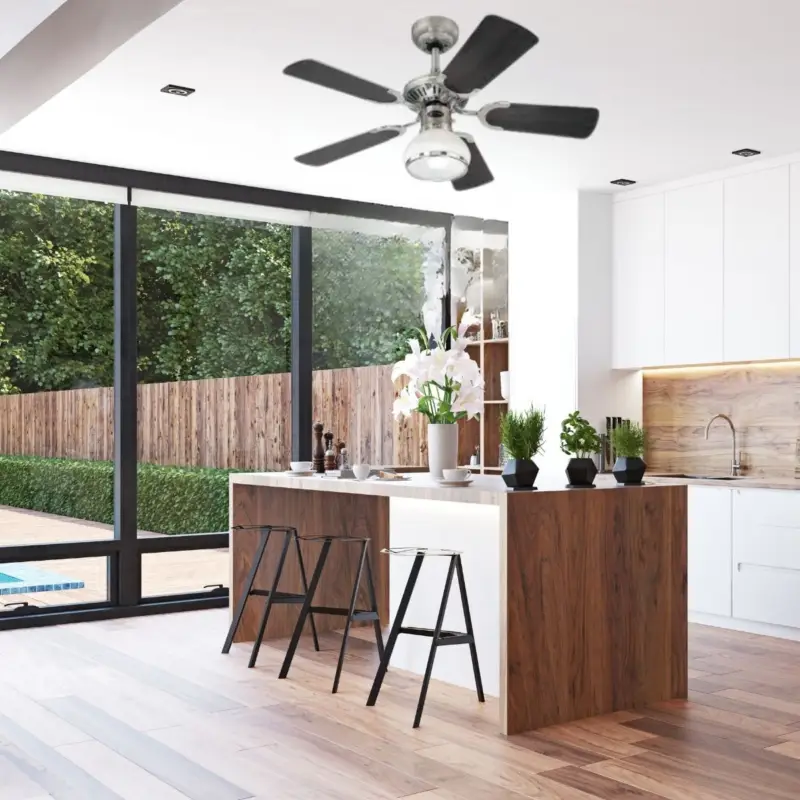 Ventilateur de plafond Princess Radiance II 90cm Etain Wenge Blanc Nouvel Arrivage