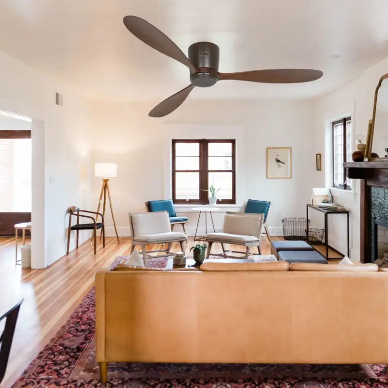 Dernier Modèle Ventilateur Plafond Plano Bois 132cm Bronze Noyer WiFi