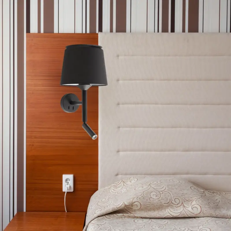 Applique Murale Savoy Noir Liseuse 1x15W E27 Top Vente