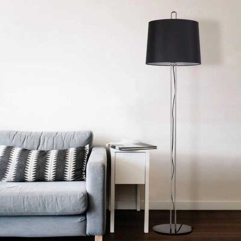 Lampadaire Montreal Noir Chrome 1x15W E27 Pas Cher