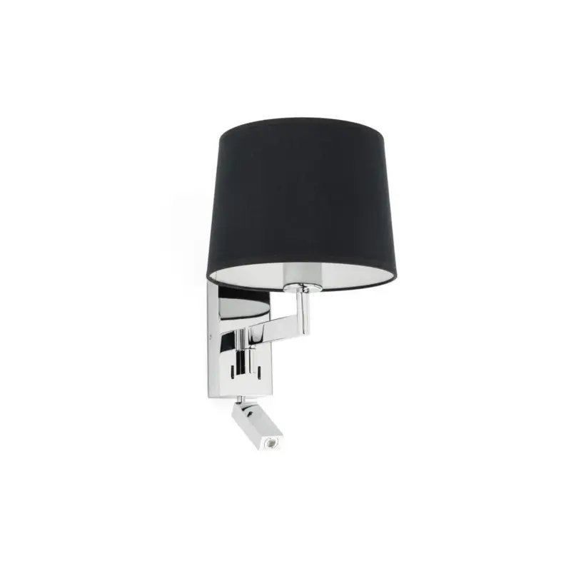 Dernière Chance Applique Murale Artis Chrome Noir 1x15W Max E27 et LED