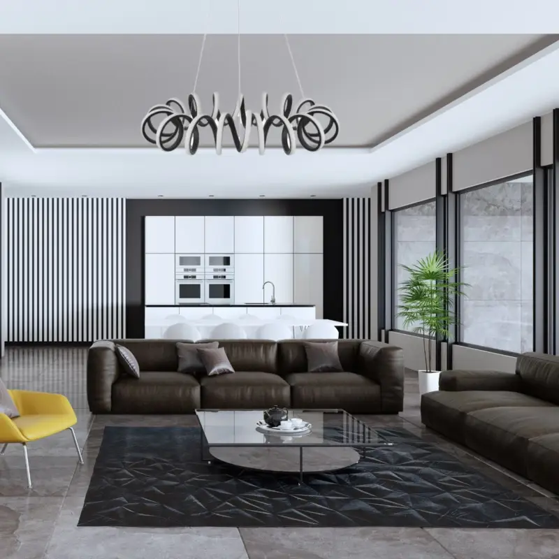 Suspension ZINIA Noir LED 45 W Authentique