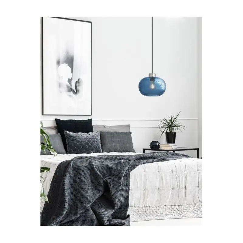 Top Vente Suspension JADE Nickel & Bleu LED E27 1×12 W