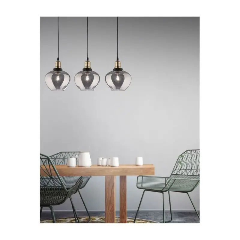 Suspension CEDRO Fumé, Bronze & Noir LED E27 3×12 W L80 Pas Cher