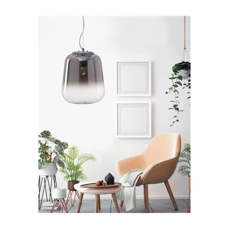 Prix Promo Suspension OLIVERIO Fumé LED E27 1x12 W L45