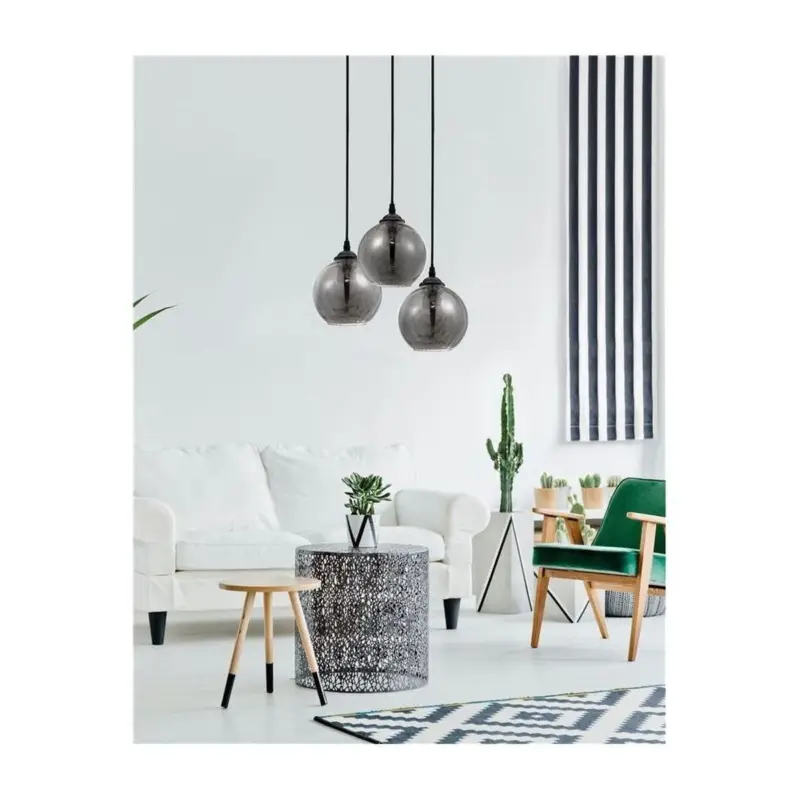 Offre Spéciale Suspension ADELINA Noir & Fumé LED E27 3×12 W