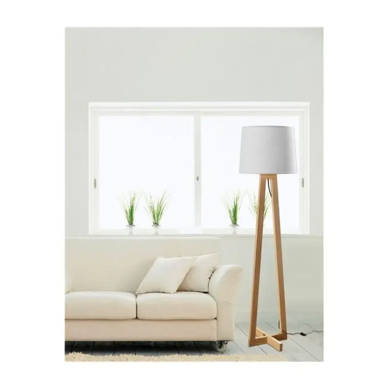 Lampadaire ALMA Scandinave Bois Blanc LED E27 1x12 W H164 Commander Maintenant