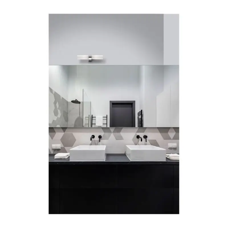 Applique Murale Salle de Bain POLO Chrome & Blanc LED E14 2x5 W H5 Vente Directe