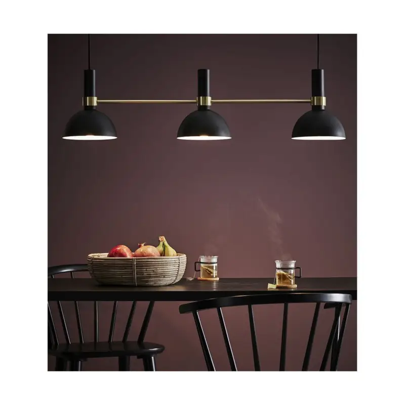 Bon Plan Suspension Industrielle Larry 3x60W E27 Noir Laiton Antique Noir