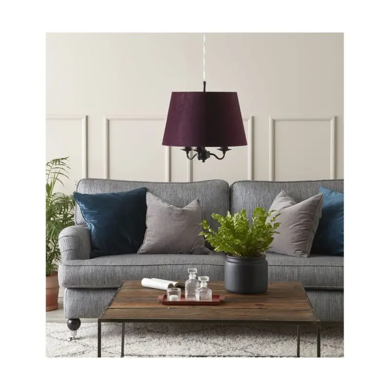 Achat Immédiat Suspension Jamie 3x40W E14 Noir Violet