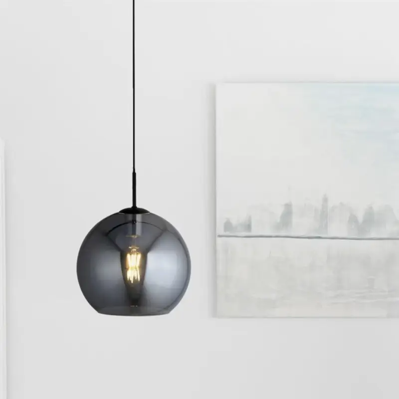 Suspension Boule Amsterdam 1x60W E27 Noir Fumé Prix Promo