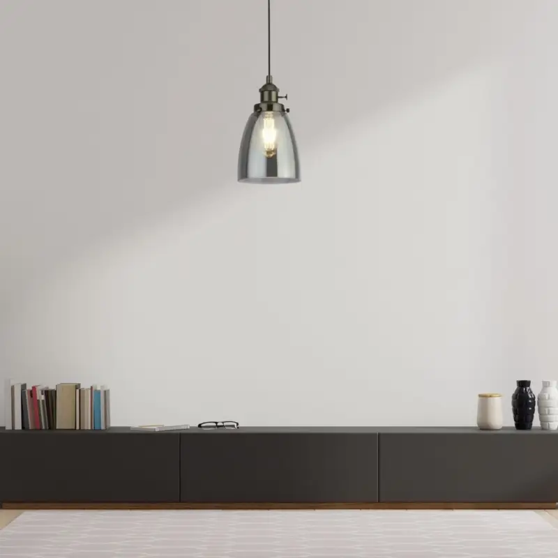 Suspension Camden 1x60W E27 Noir Chrome Fumé Bon Marché