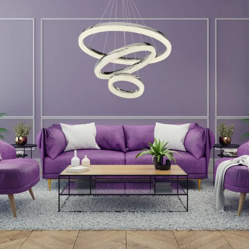 Vente Flash Suspension Circle 43W LED Gris Chrome