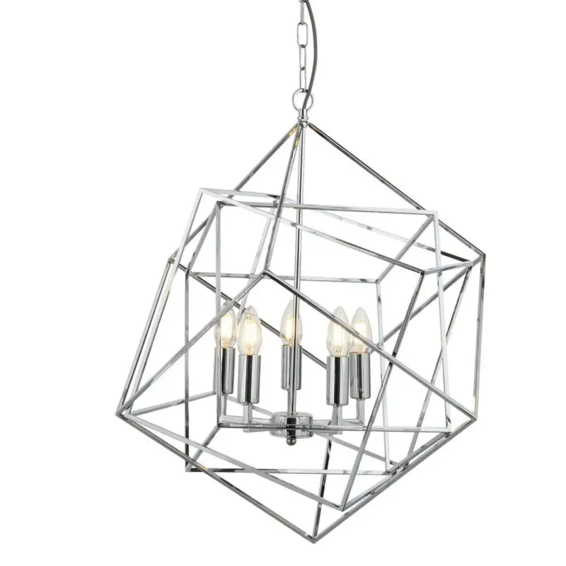 Soldes Suspension Cube 5x40W E14 Chrome