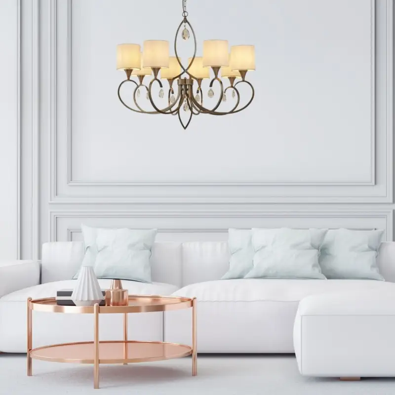 Lustre Abat-Jour Alberto 8x7W E14 Laiton Avoine Quantité Limitée