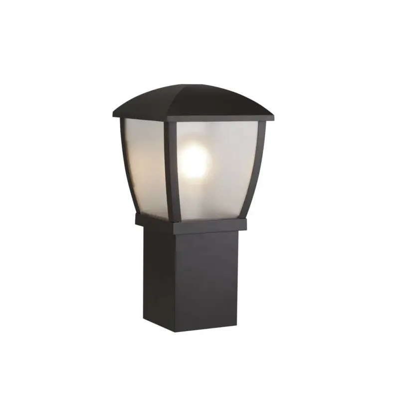 Borne Lumineuse Extérieur Seattle 1x40W E27 Pc Givré Noir H450 Nouveauté