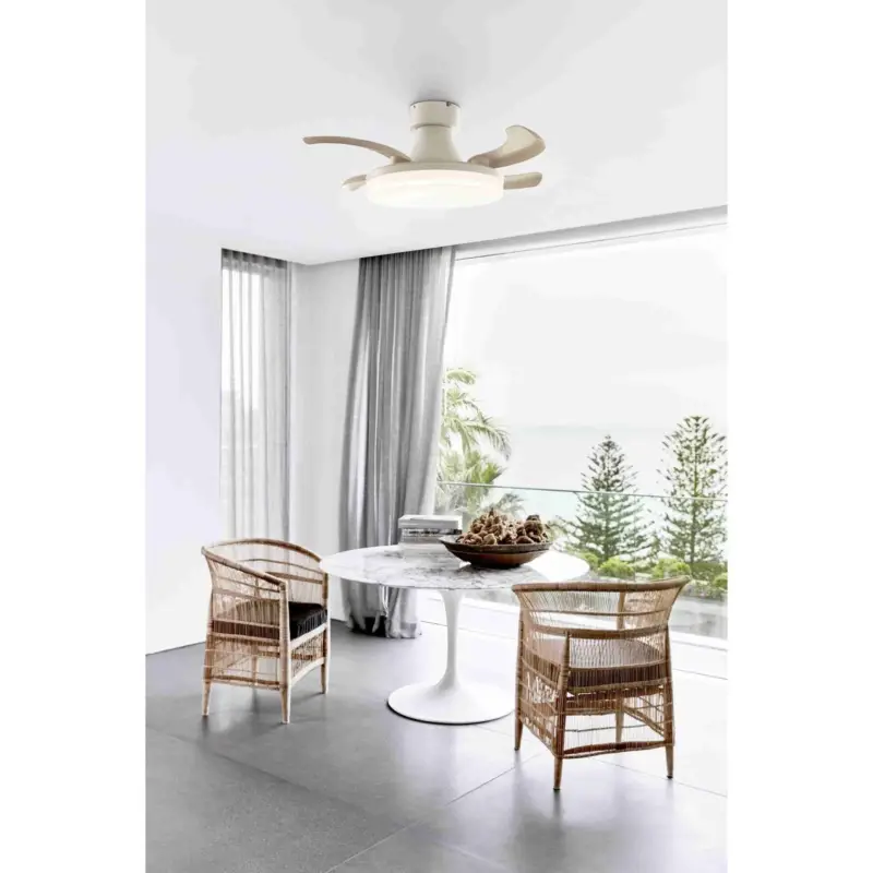 Soldes Ventilateur Plafond Orbit LED 91cm Blanc Transparent