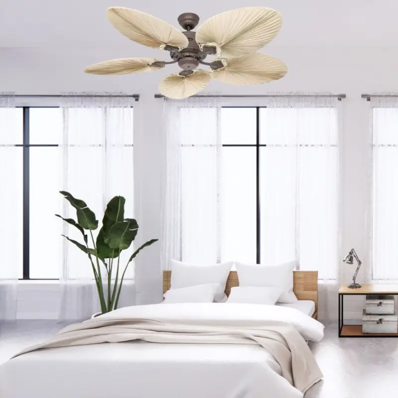 Expédié Aujourd'hui Ventilateur Plafond Caribbean Dream Eco II 137cm Marron Palme Naturelle