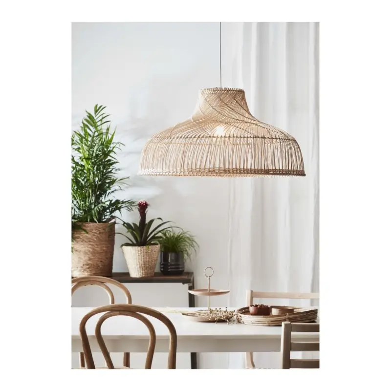 Quantité Limitée Suspension Rotin Bali 1x60W E27 Blanc