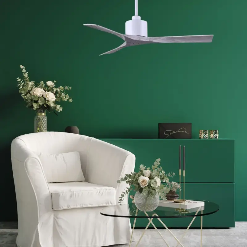 Ventilateur Plafond Nan 132cm Blanc Bois Vieilli Petit Prix