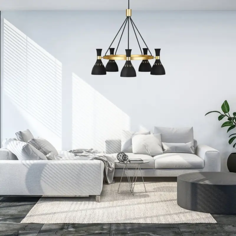 Jusqu'à Épuisement Des Stocks Suspension Joan 5x60W Noir Laiton Bruni