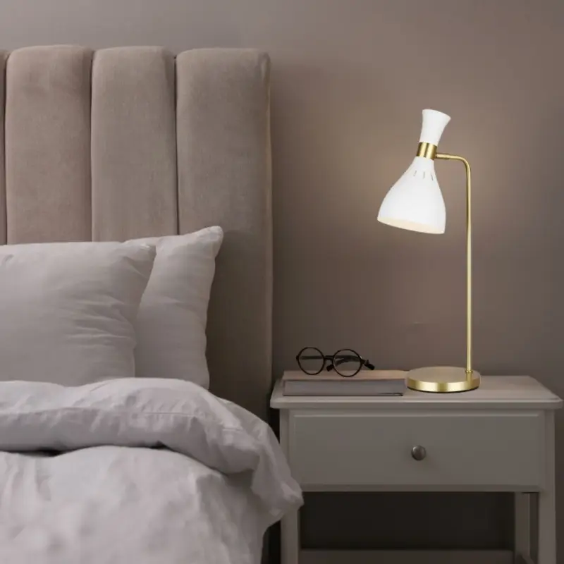 Lampe Articulée Joan 1x60W Laiton Blanc Dernier Modèle