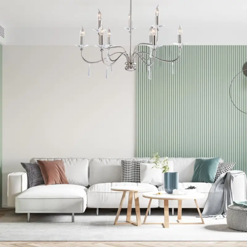 Lustre Finsbury Park 9x60W Nickel Poli Populaire