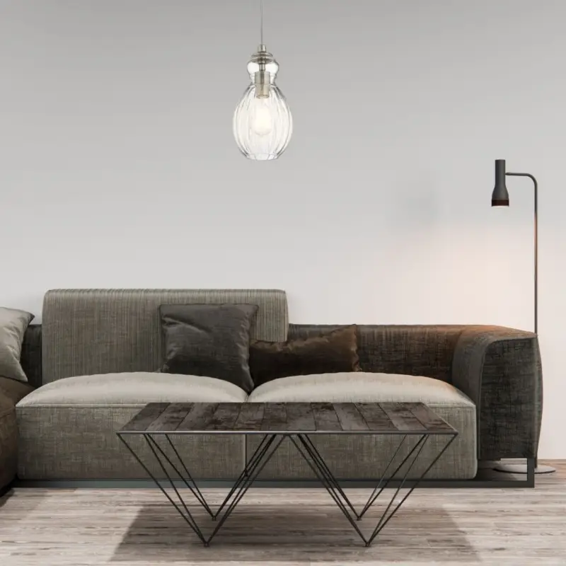 Livraison Express Suspension Riviera 1x60W Nickel Brossé H281mm