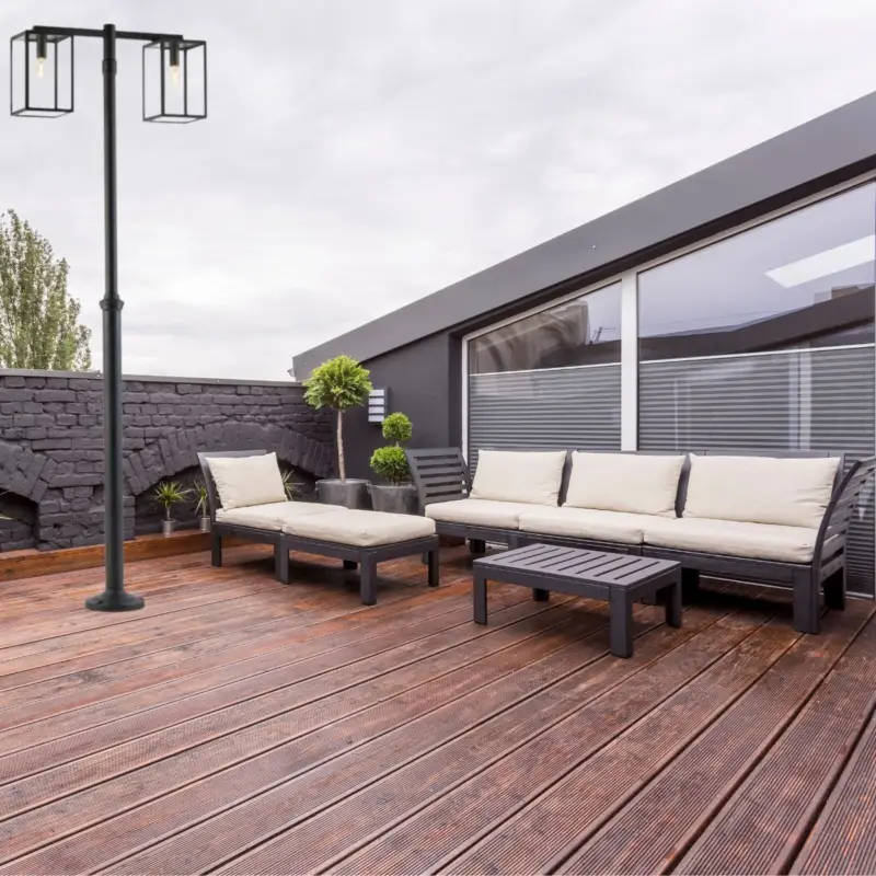 Lampadaire extérieur Lofoten 2x57W E27 Noir Livraison Express
