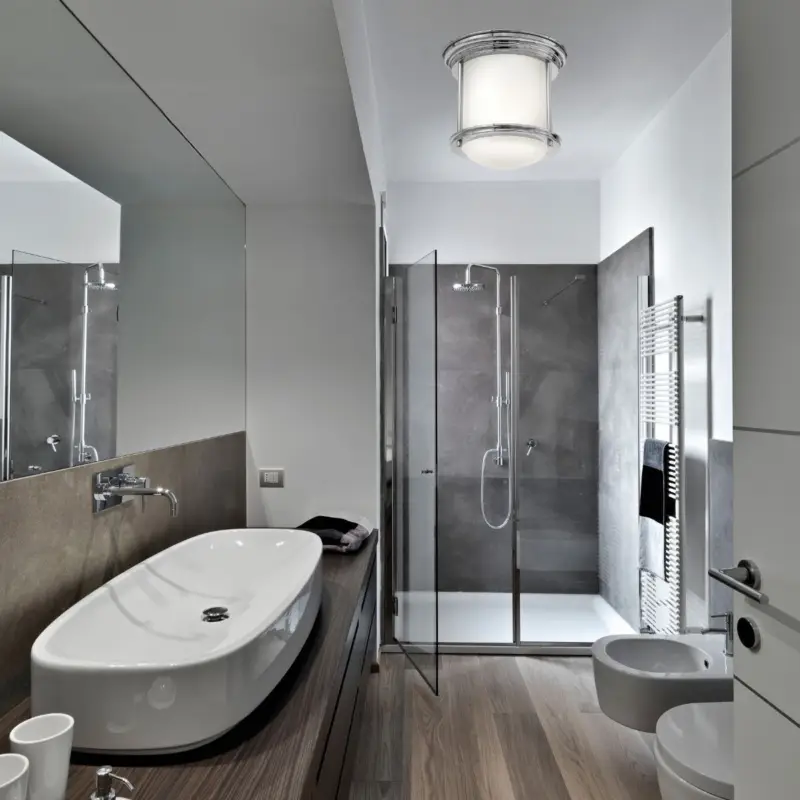 Quantité Limitée Plafonnier Salle de Bain Hadrian 1x60W E27 Chromé Opale