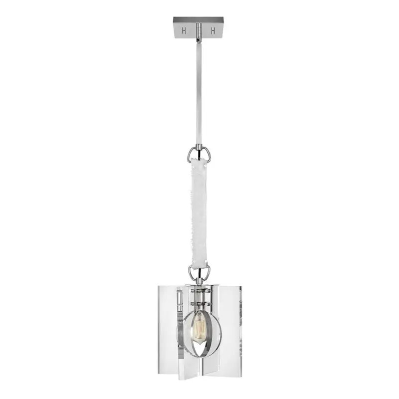 Expédié Aujourd'hui Suspension Ludlow 1x60W E27 Nickel Poli Transparent