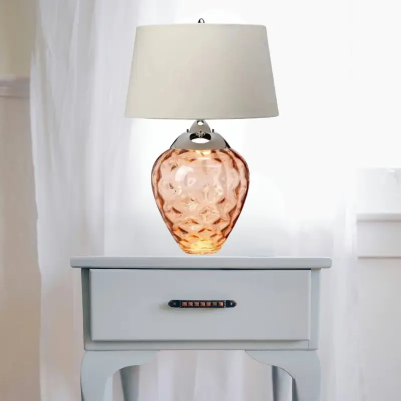 Lampe Samara 1x60W E27 + 1x7W GU10 LED Nickel Poli Saumon Vente Directe