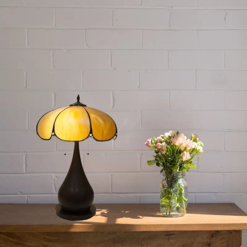 Lampe Style Tiffany Virginia 2x60W E27 H68 Petit Prix
