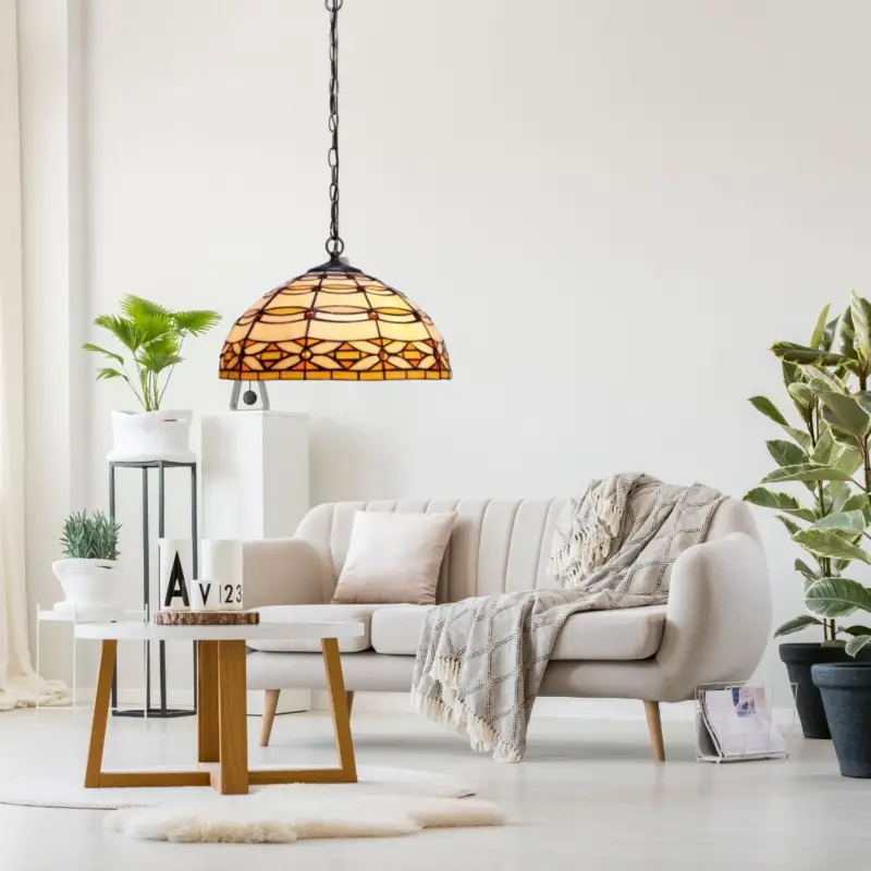 Suspension Style Tiffany Marfil 3x60W E27 Réduction