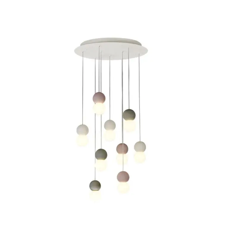 Commande En Gros Suspension Galaxia 9x20W E27 LED Ciment Blanc Noir Rond