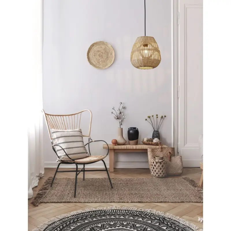 Suspension Marlo 1x12W E27 Rotin Naturel H26,5-180 Nouvel Arrivage